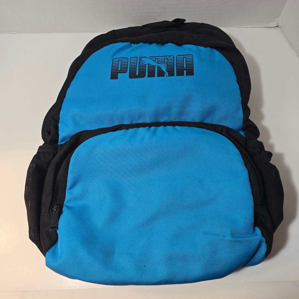 Puma Backpack and Lunch Bag Set Blue Black Kids School Travel - Picture 2 of 9